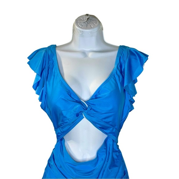 Charmo Ruffled One Piece High Cut Bathing Suits Backless Monokini Swimwear - Picture 3 of 9